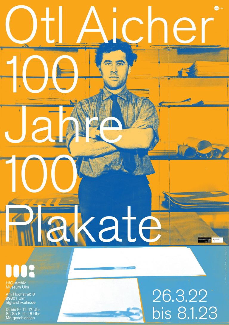 AUSSTELLUNGSPLAKAT OTL AICHER 100 JAHRE 100 PLAKATE HFG-ARCHIV