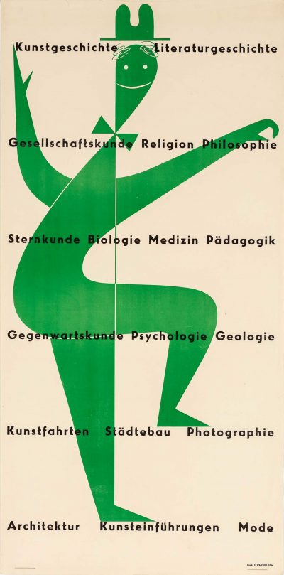 Otl Aicher, Programm vh ulm, Plakat für die vh ulm, 1948-49, © Florian Aicher HfG-Archiv - Museum Ulm